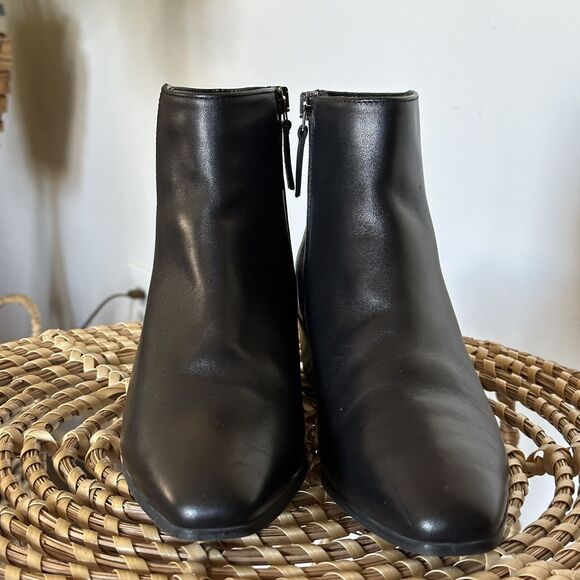 Aquatalia Fuoco Leather Stacked Heel Bootie Black Size 8 MSRP $395 Italy - Picture 5 of 8